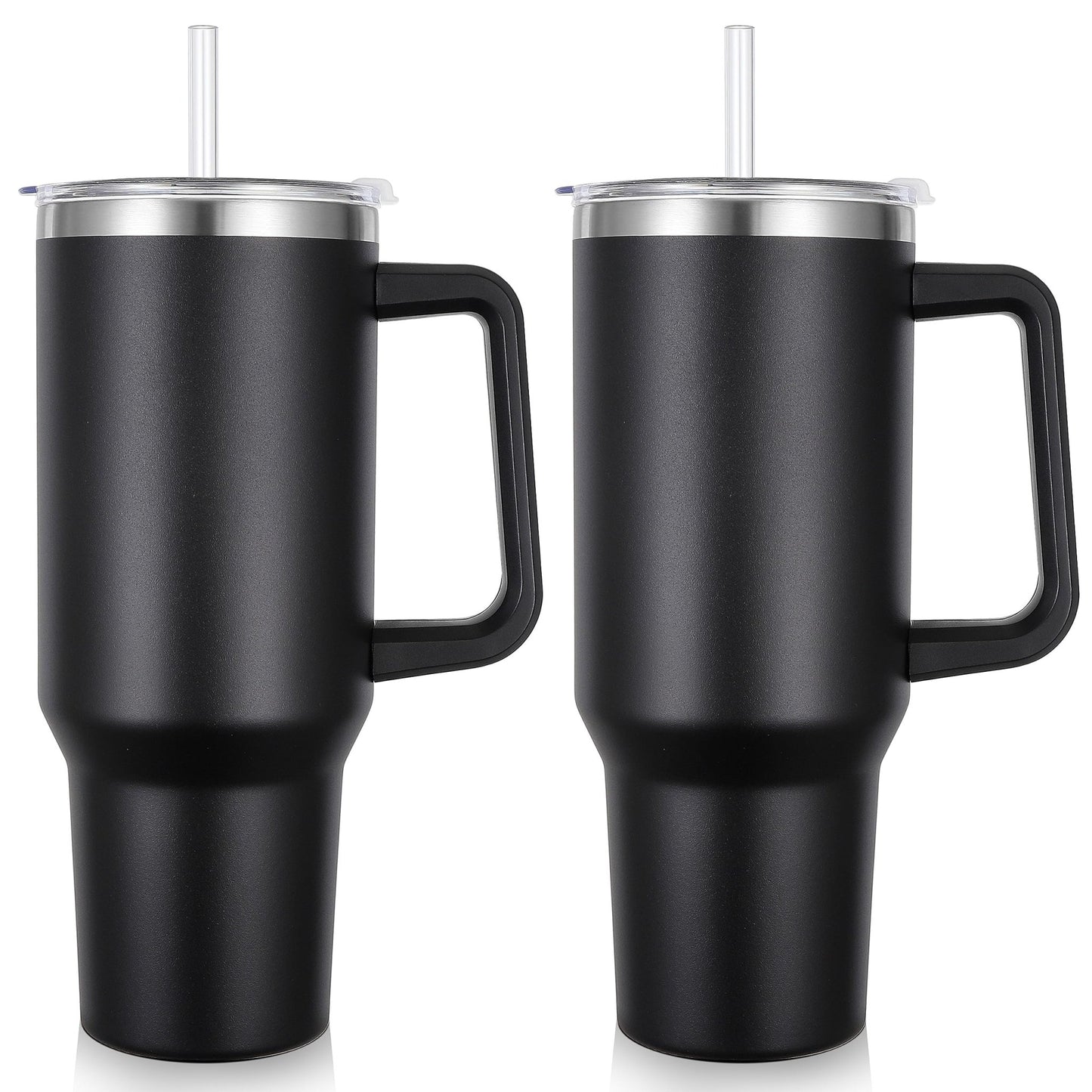 40oz Insulated Stainless Steel Tumbler with Handle | 1200ML Black Travel Mug - Ashcart