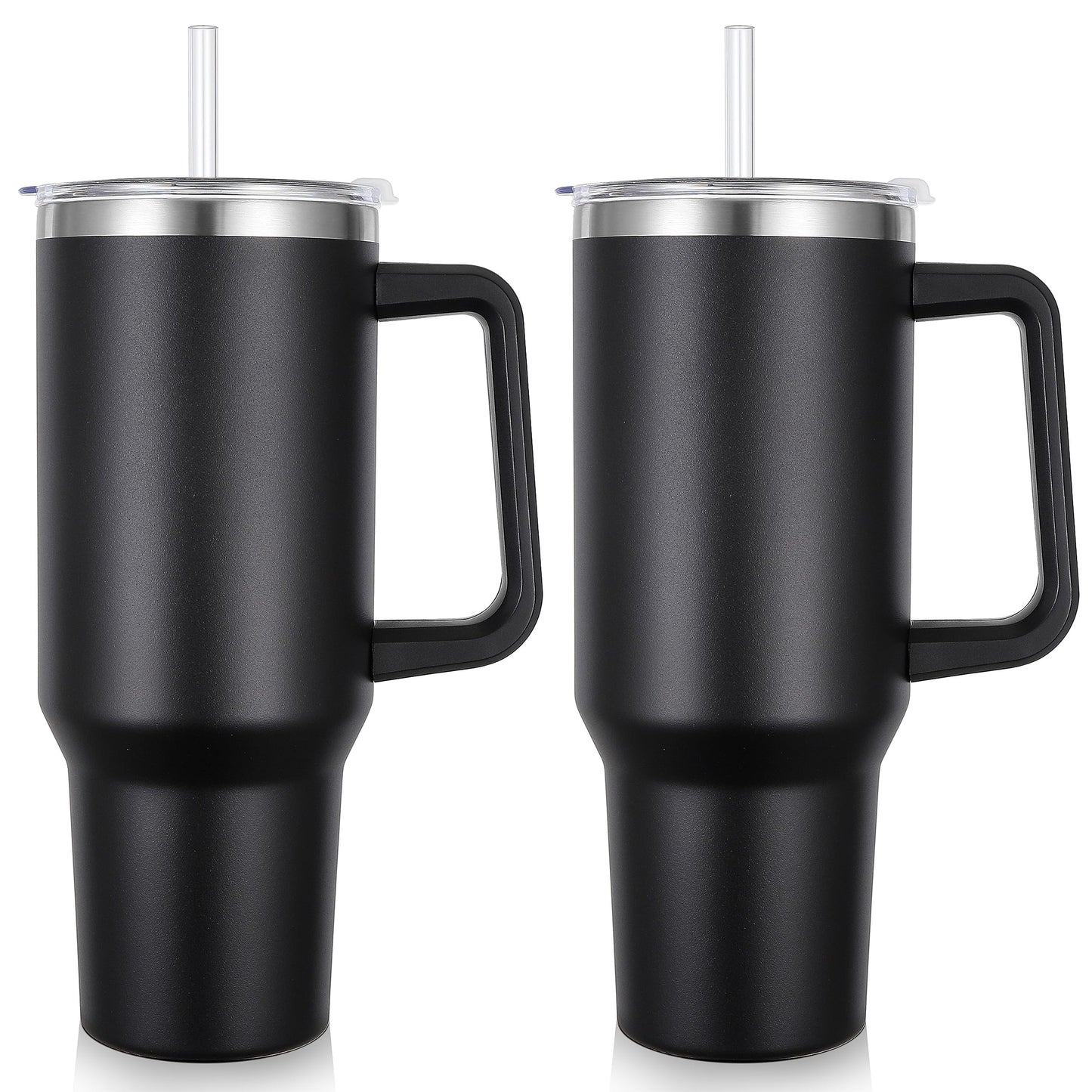 40oz Insulated Stainless Steel Tumbler with Handle | 1200ML Black Travel Mug
