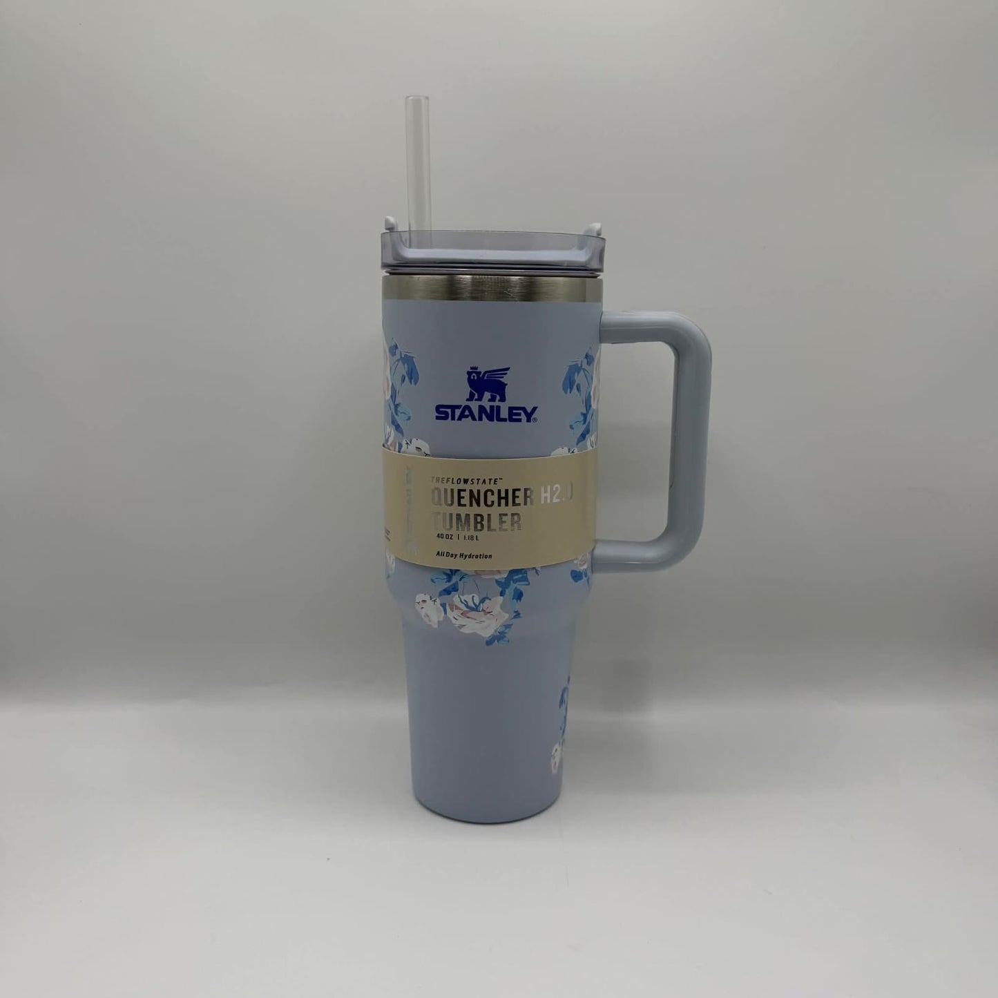 40oz Floral Stanley Style Tumbler with Handle | Aesthetic Flower Travel Mug
