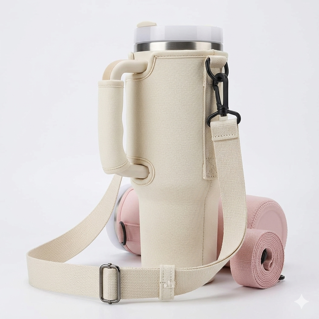 40oz Tumbler Water Bottle Carrier Bag - Protective Pouch with Shoulder Strap