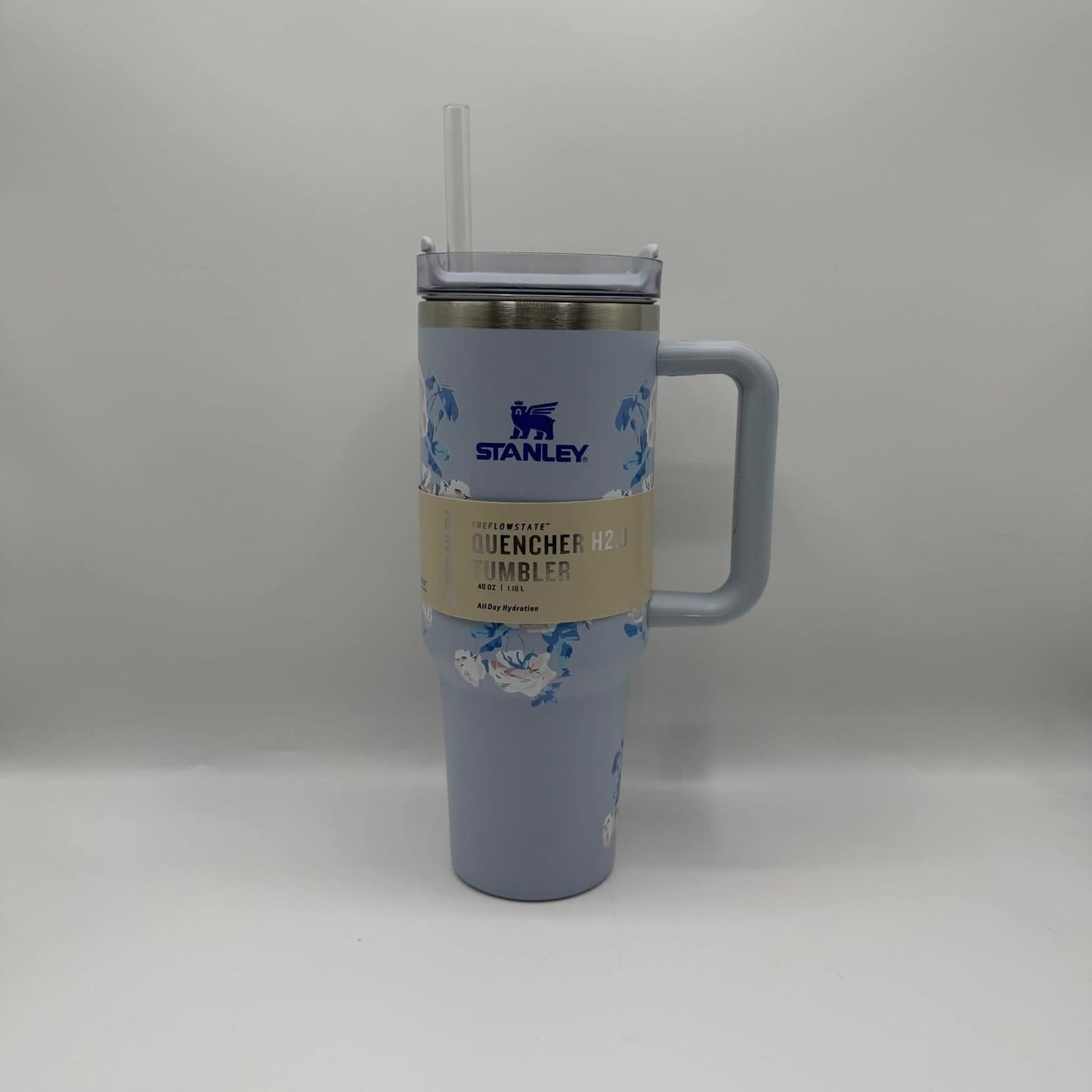 40oz Floral Stanley Style Tumbler with Handle | Aesthetic Flower Travel Mug - Ashcart