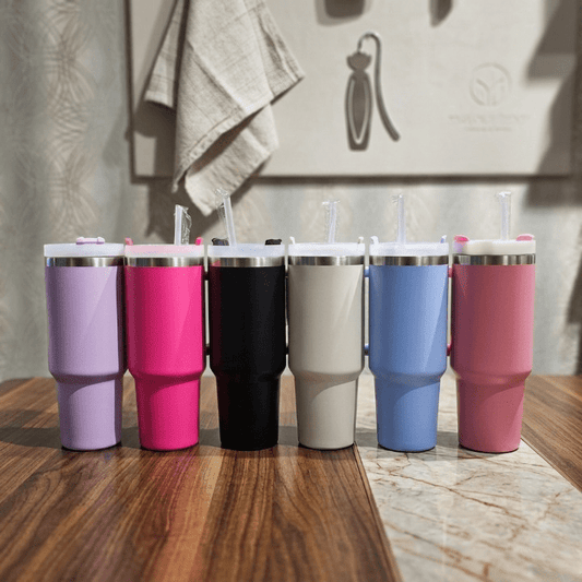 40oz Insulated Stainless Steel Tumbler with Handle | 1200ML Black Travel Mug - Ashcart