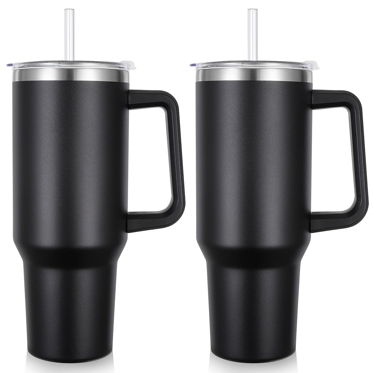 40oz Insulated Stainless Steel Tumbler with Handle | 1200ML Black Travel Mug - Ashcart