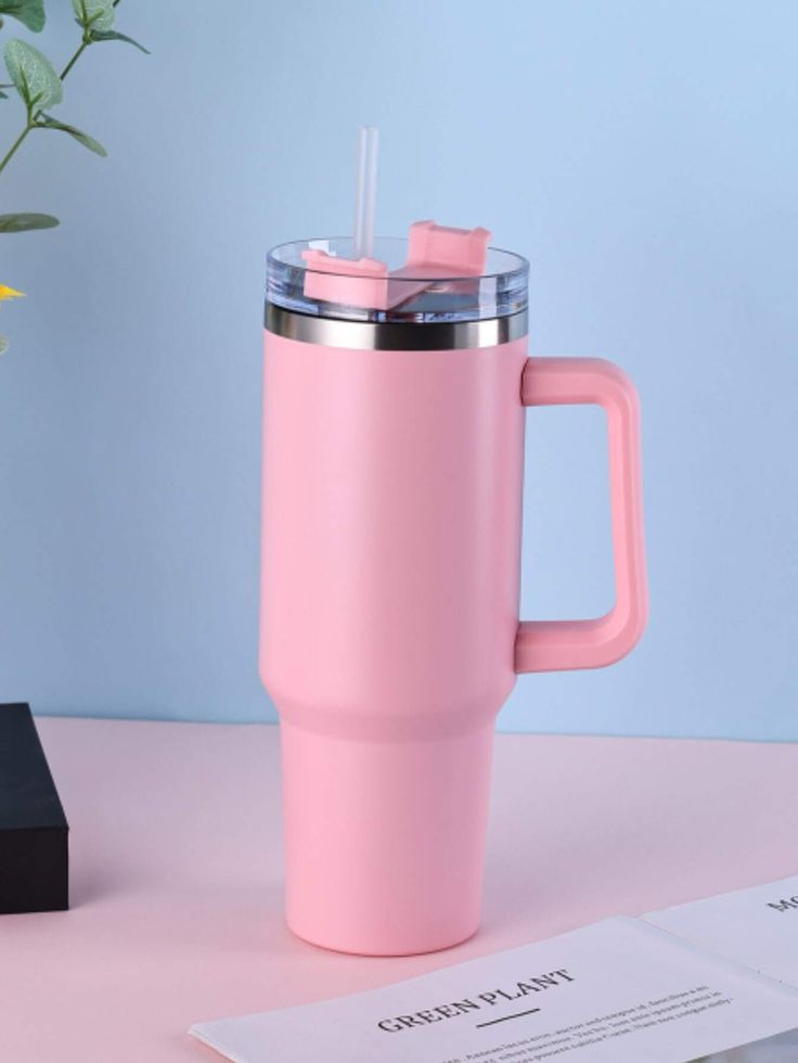 40oz Insulated Stainless Steel Tumbler with Handle and Straw - Ashcart