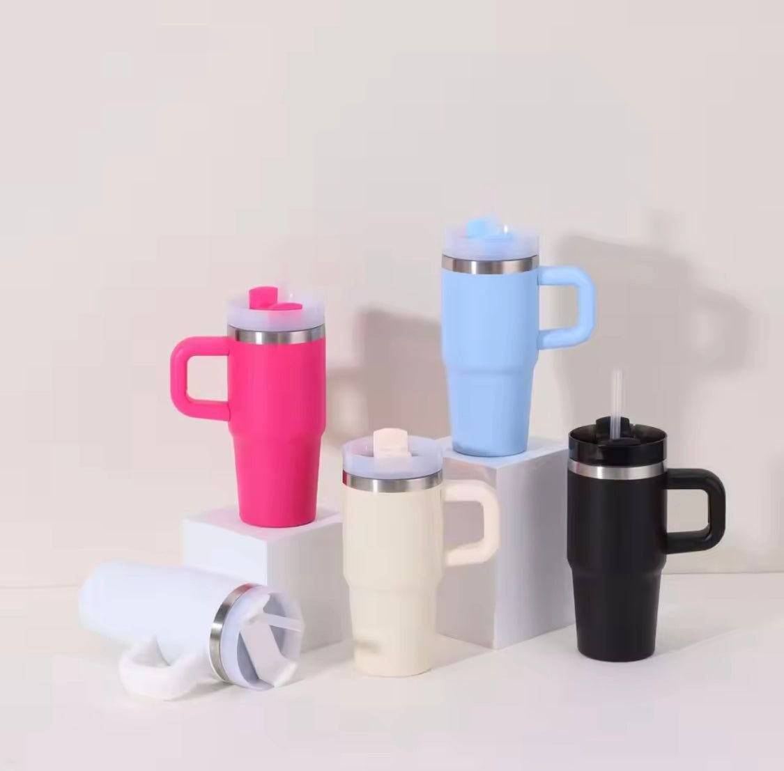 480ml Mini Insulated Tumbler | Stainless Steel Travel Mug with Straw - Ashcart