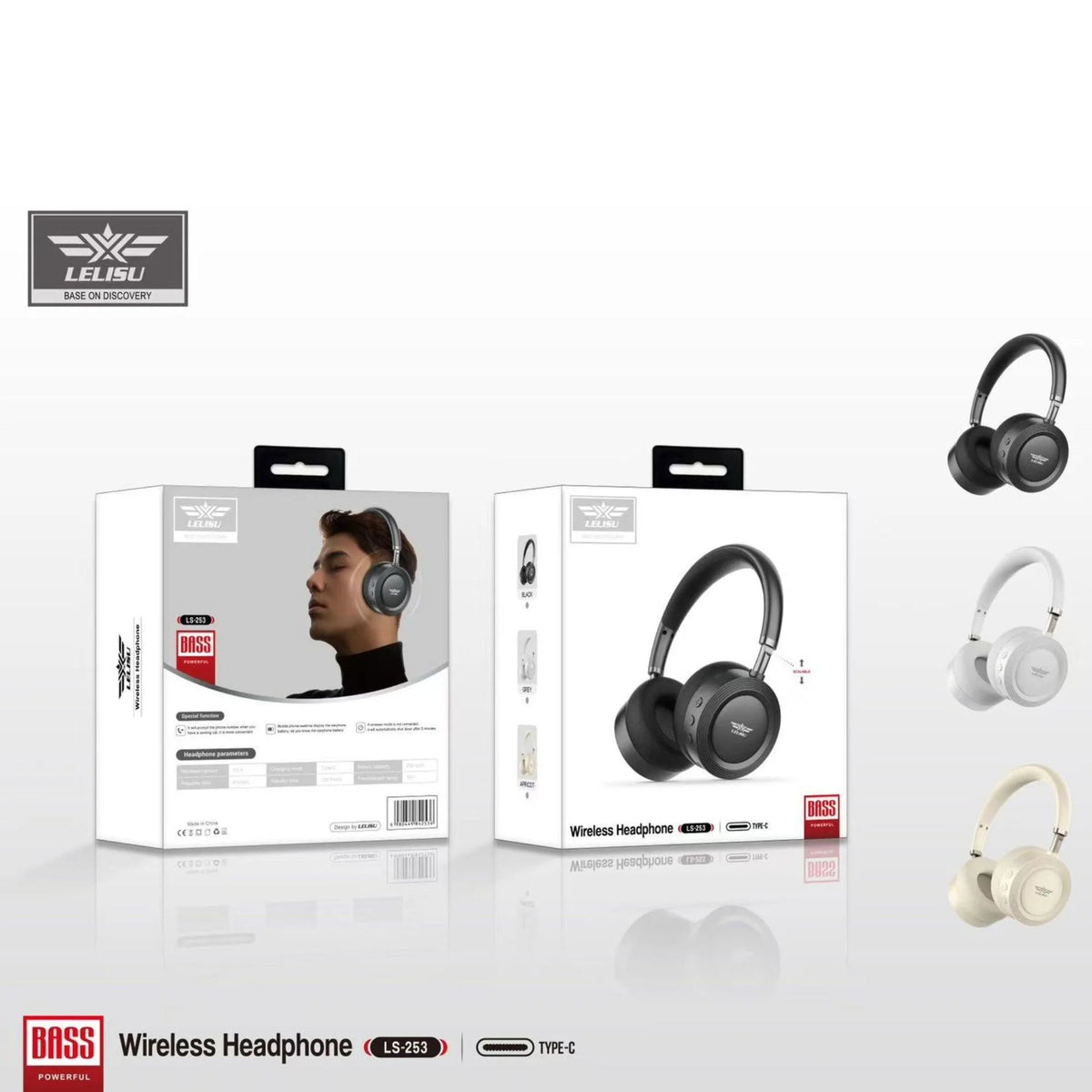 Lelisu LS-253 Wireless Headphones | Over-Ear Bluetooth Headset with Type-C - Ashcart