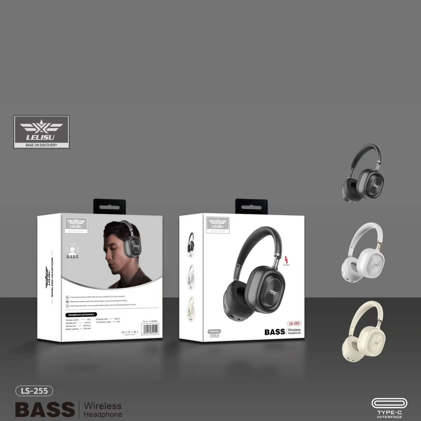Lelisu LS-255 Bass Wireless Headphones | Over-Ear Bluetooth Headset with Type-C - Ashcart
