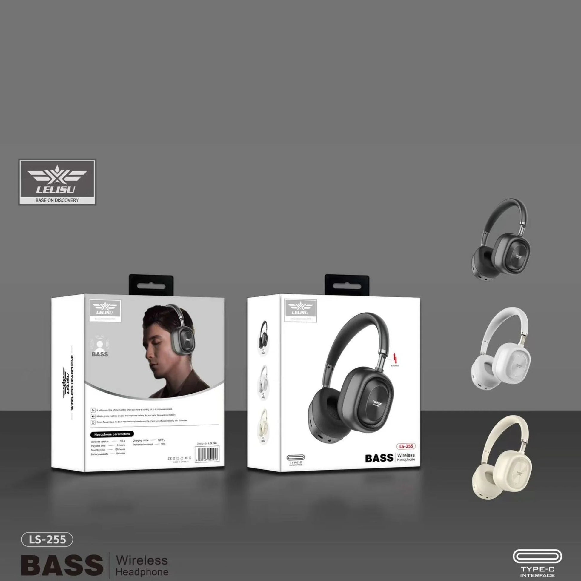 Lelisu LS-255 Bass Wireless Headphones | Over-Ear Bluetooth Headset with Type-C - Ashcart