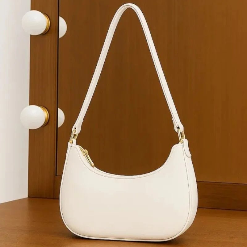 Luxury White Shoulder Bag for Women - Elegant Handbag with Long Strap - Ashcart
