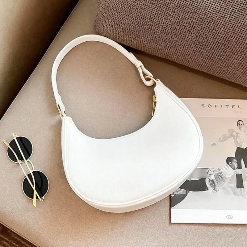 Luxury White Shoulder Bag for Women - Elegant Handbag with Long Strap - Ashcart