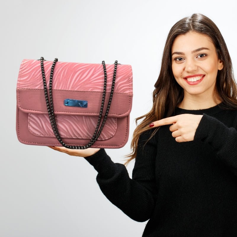 Luxury Women's Shoulder Bag in Pink Faux Leather | Elegant Crossbody Bag - Ashcart