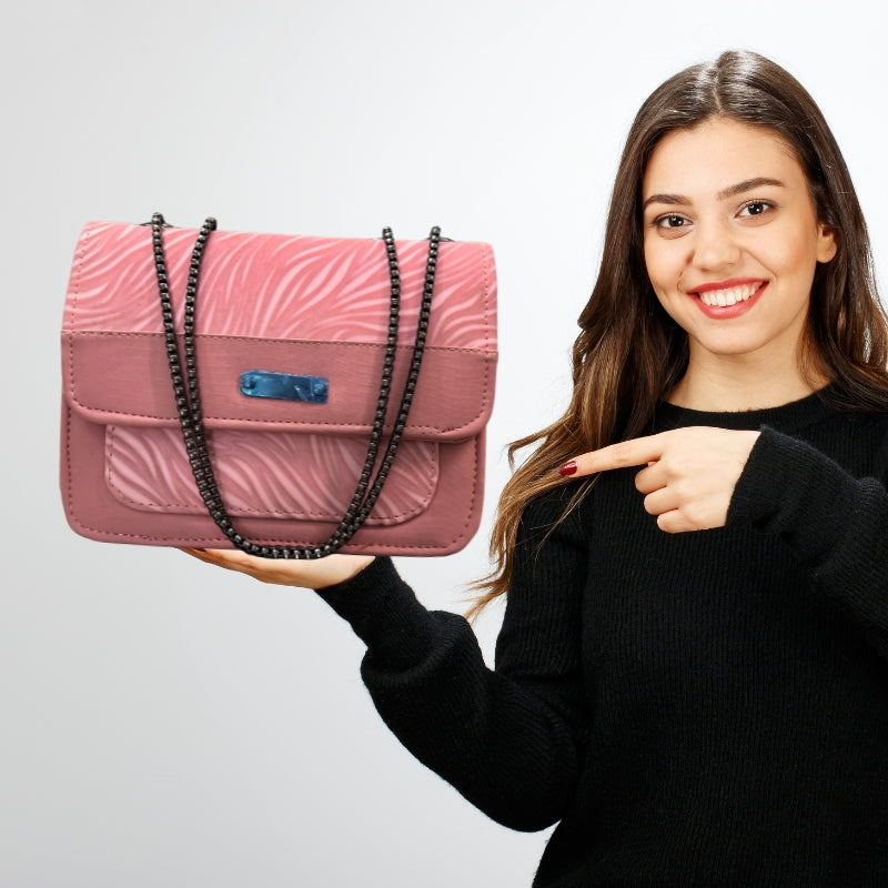 Luxury Women's Shoulder Bag in Pink Faux Leather | Elegant Crossbody Bag