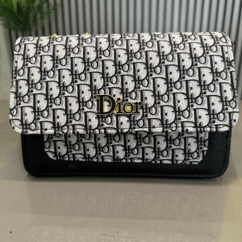 Dior Oblique Canvas & Leather Flap Clutch | Luxury Black Handbag for Women