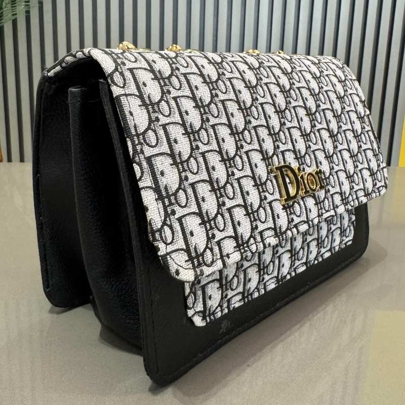 Dior Oblique Canvas & Leather Flap Clutch | Luxury Black Handbag for Women