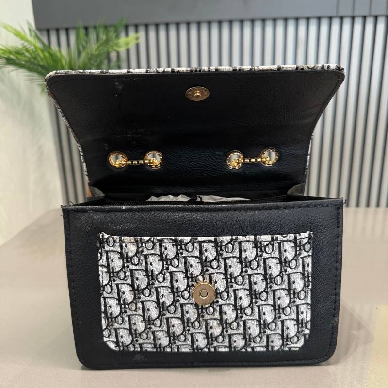 Dior Oblique Canvas & Leather Flap Clutch | Luxury Black Handbag for Women