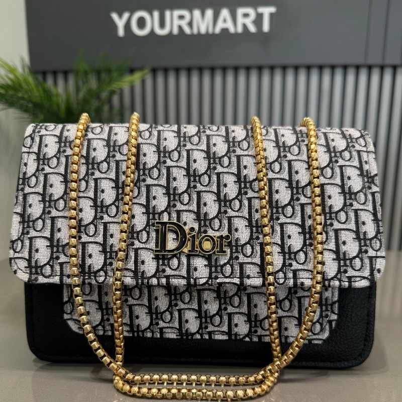 Dior Oblique Canvas & Leather Flap Clutch | Luxury Black Handbag for Women